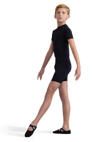 Ballet model wearing Fitted Short bottoms Capezio Black side view 