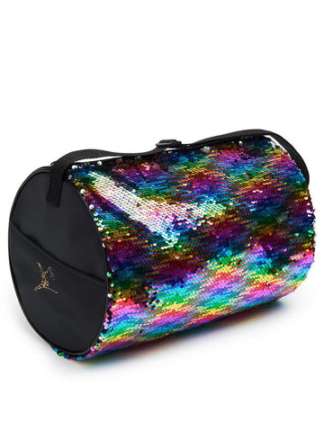 Fantasy Barrel Bag by Capezio Black with rainbow sequins