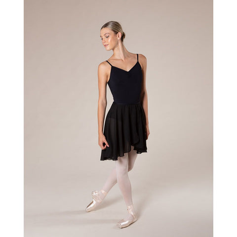 Ballet model wearing Energetiks Adeline Skirt Black in classical pose
