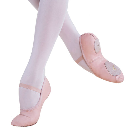 Model wearing Ballet Shoe Split Sole en demi pointe front angle view