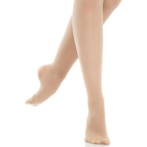 Ballet model wearing Energetiks Beige Dance Pantyhose tights front view
