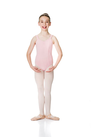 Ballet model wearing Wide Strap Leotard Ballet Pink front view