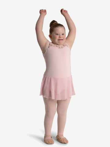 Ballet model wearing Farfalla Tank Dress by Capezio Pink front view