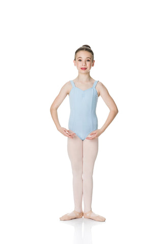 Ballet model wearing Wide Strap Leotard Pale Blue front view