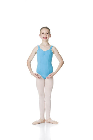 Ballet model wearing Wide Strap Leotard Turquoise front view