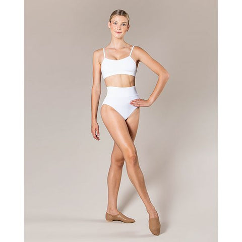 Dance model wearing Energetiks Astrid High Cut Brief White front view