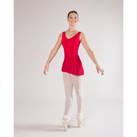 Ballet model wearing Energetiks Charlotte Leotard Red front view