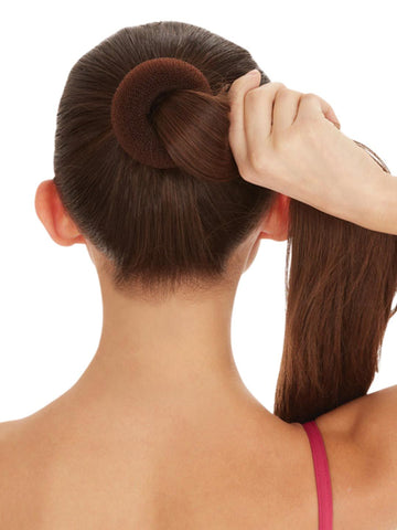 Bun Builder Jr. by  Bunheads Capezio brown model demonstration back 