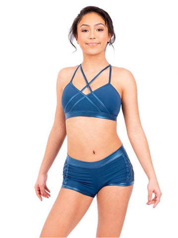 Cross Front Halter Bra Top - Warrior (Adult) tops Capezio Striking Sapphire Small 