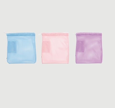 Drawstring Mesh Bag by Bunheads Light Blue pink and purple