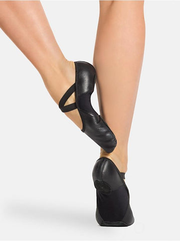 Capezio Hanami Leather Ballet Shoe Black model en demi back view