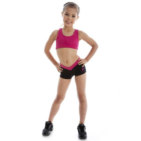 Dance model wearing Energetiks Addison Crop Top Mulberry front view