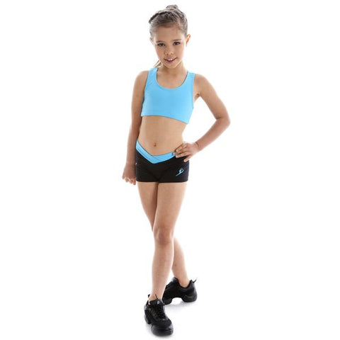 Dance model wearing Energetiks Addison Crop Top Turquoise