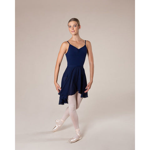 Ballet model wearing Energetiks Adeline Skirt Navy in classical pose