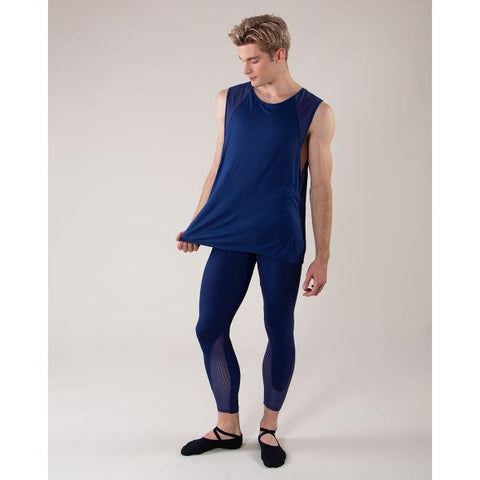 Ballet model wearing Energetiks Aero Singlet Coda Midnight Blue front view