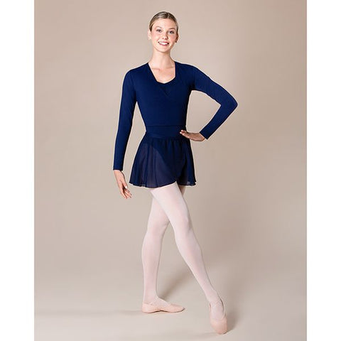 Ballet model wearing Energetiks Audrey Skirt Navy front view