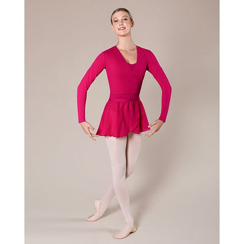Ballet model wearing Energetiks Audrey Skirt Mulberry front view