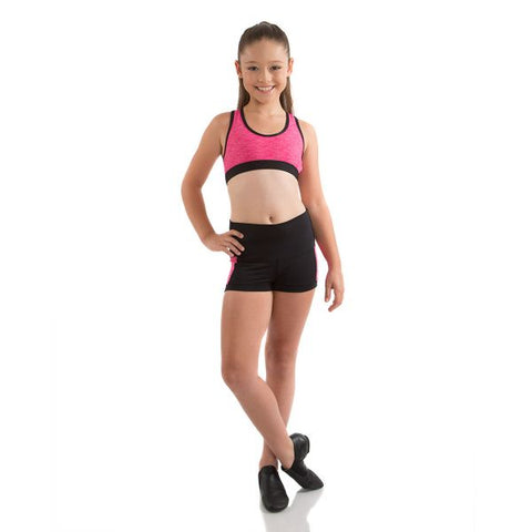 Dance model wearing Energetiks Ava Crop Top Punk Pink front view