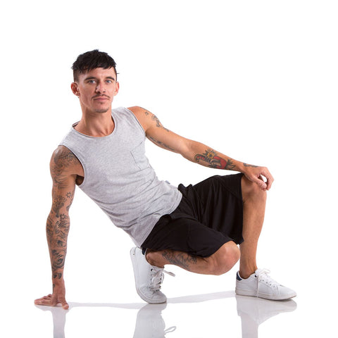 Brayden Tank (Mens) tops Energetiks Grey Marle Large 