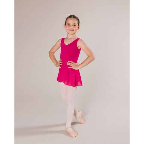 Ballet model wearing Energetiks Charlotte Debut Leotard Mulberry front view