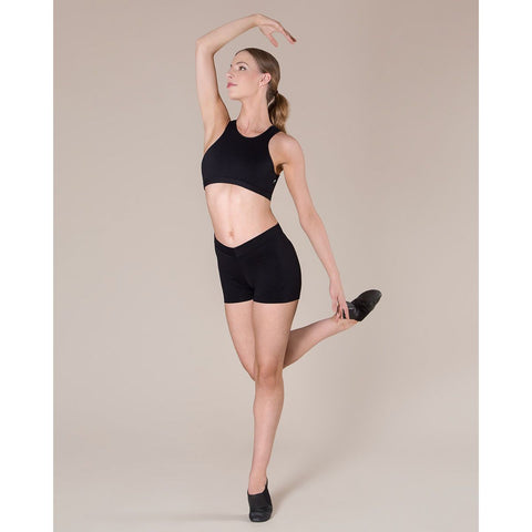 Dance Model wearing Energetiks Christina Short Black dance pose front 