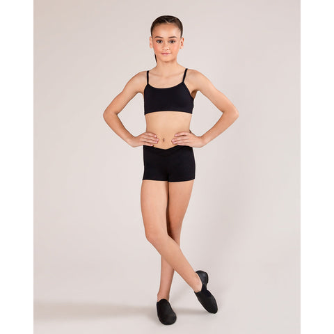 Dance model wearing Energetiks Claudia Short Black band front view