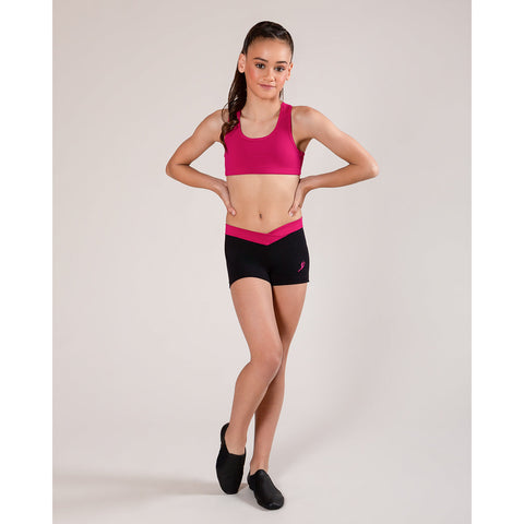 Dance model wearing Energetiks Claudia Short Mullberry band front view