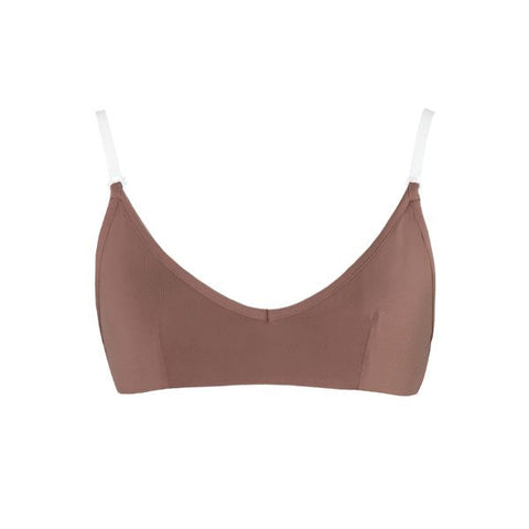 Energetiks Mocha Clear Back Bra unders front view close up