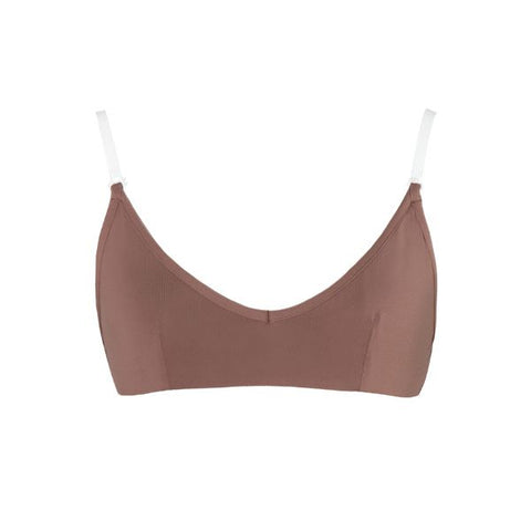 Energetiks Mocha Clear Back Bra unders front view close up