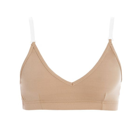 Energetiks Wheat Convertible Bra Top front view with clear straps
