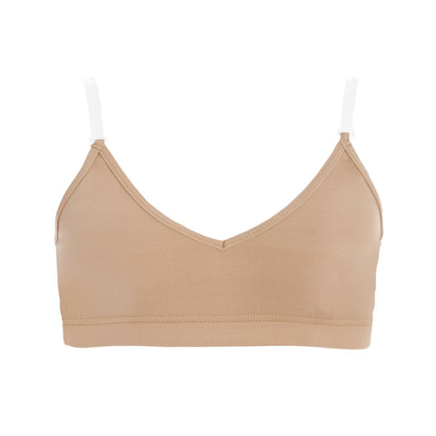 Energetiks Wheat Convertible Bra Top front view with clear straps