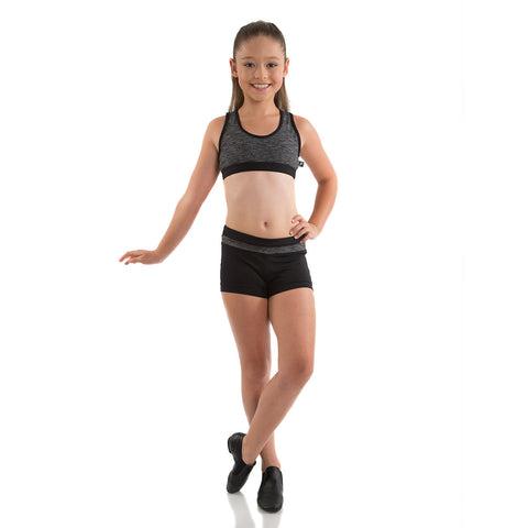 Dance model wearing Energetiks Ella Boy Leg Marle Black front view