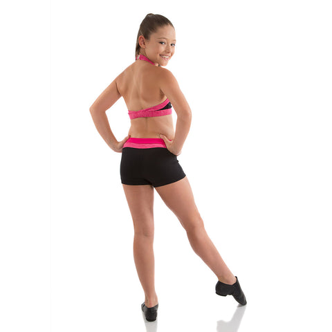 Dance model wearing Energetiks Ella Boy Leg Marle Punk Pink back view