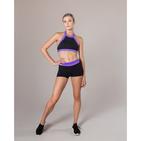 Dance model wearing Energetiks Ella Boy Leg Marle Party Purple front view