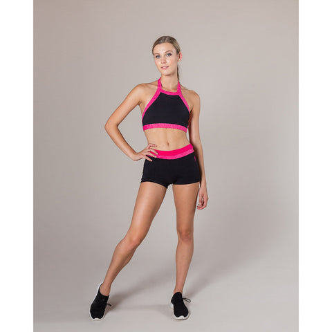 Dance model wearing Energetiks Ella Boy Leg Marle Punk Pink front view