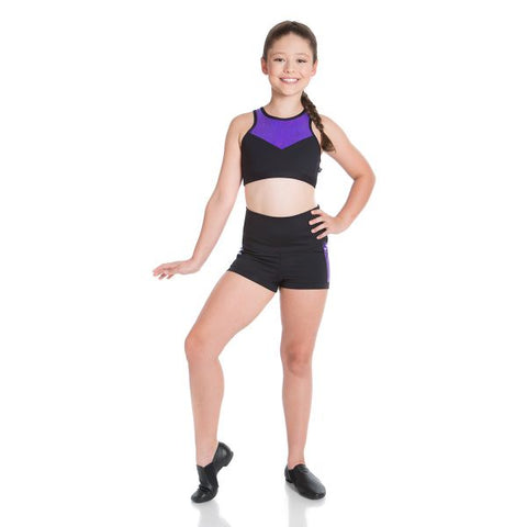 Evelyn Crop Top - Shattered Glass (Child) tops Energetiks Party Purple Large 
