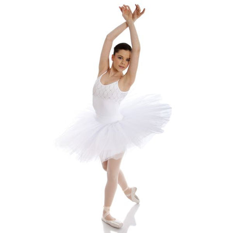  Ballet model wearing Energetiks Darcey Half Tutu White front view