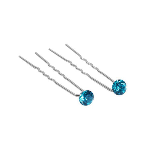 MIMY Rhinestone Hair Pins Aqua two displayed