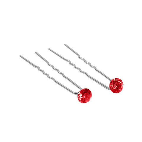 MIMY Rhinestone Hair Pins hair accessories Red two displayed