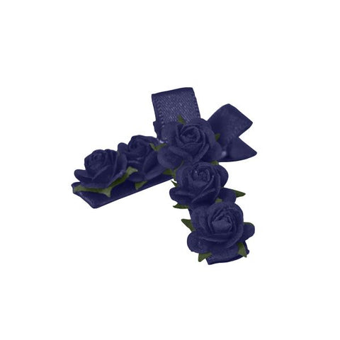 Satin Hair Clip by MIMY Navy 2 displayed front view
