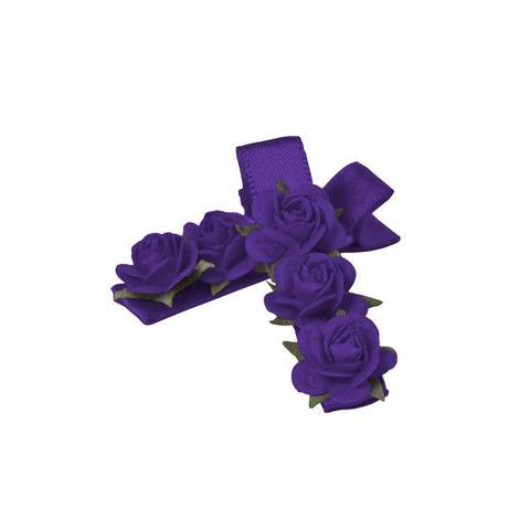 Satin Hair Clip by MIMY Purple 2 displayed front view
