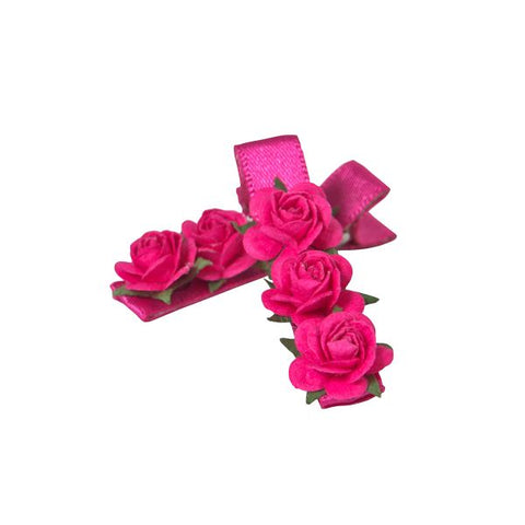 Satin Hair Clip by MIMY Fuchsia 2 displayed front view