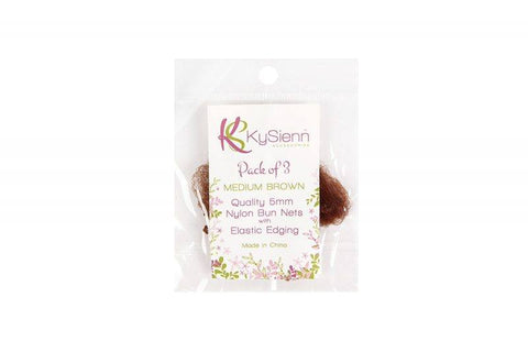 KySienn Bun Nets 3 Pack hair accessories Medium Brown in packaging