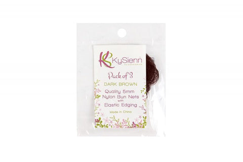 KySienn Bun Nets 3 Pack hair accessories Dark Brown in packaging