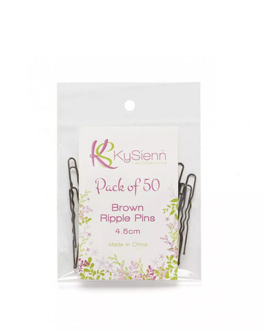 KySienn Ripple Pins 50 Pack hair accessories Brown 4.5CM in packaging