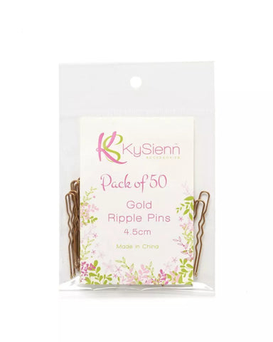 KySienn Ripple Pins 50 Pack hair accessories Gold 4.5CM in packaging