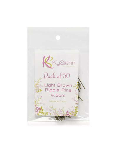 KySienn Ripple Pins 50 Pack hair accessories Light Brown 4.5CM in packaging