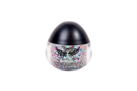 Mad Ally Glitter Paste Multicoloured clear bottle black cap front view
