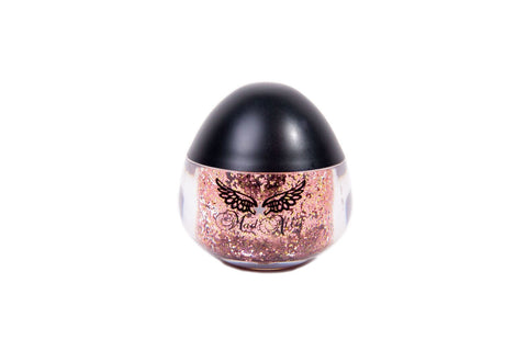 Mad Ally Glitter Paste Rose Gold clear bottle black cap front view