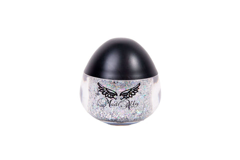 Mad Ally Glitter Paste Silver clear bottle black cap front view